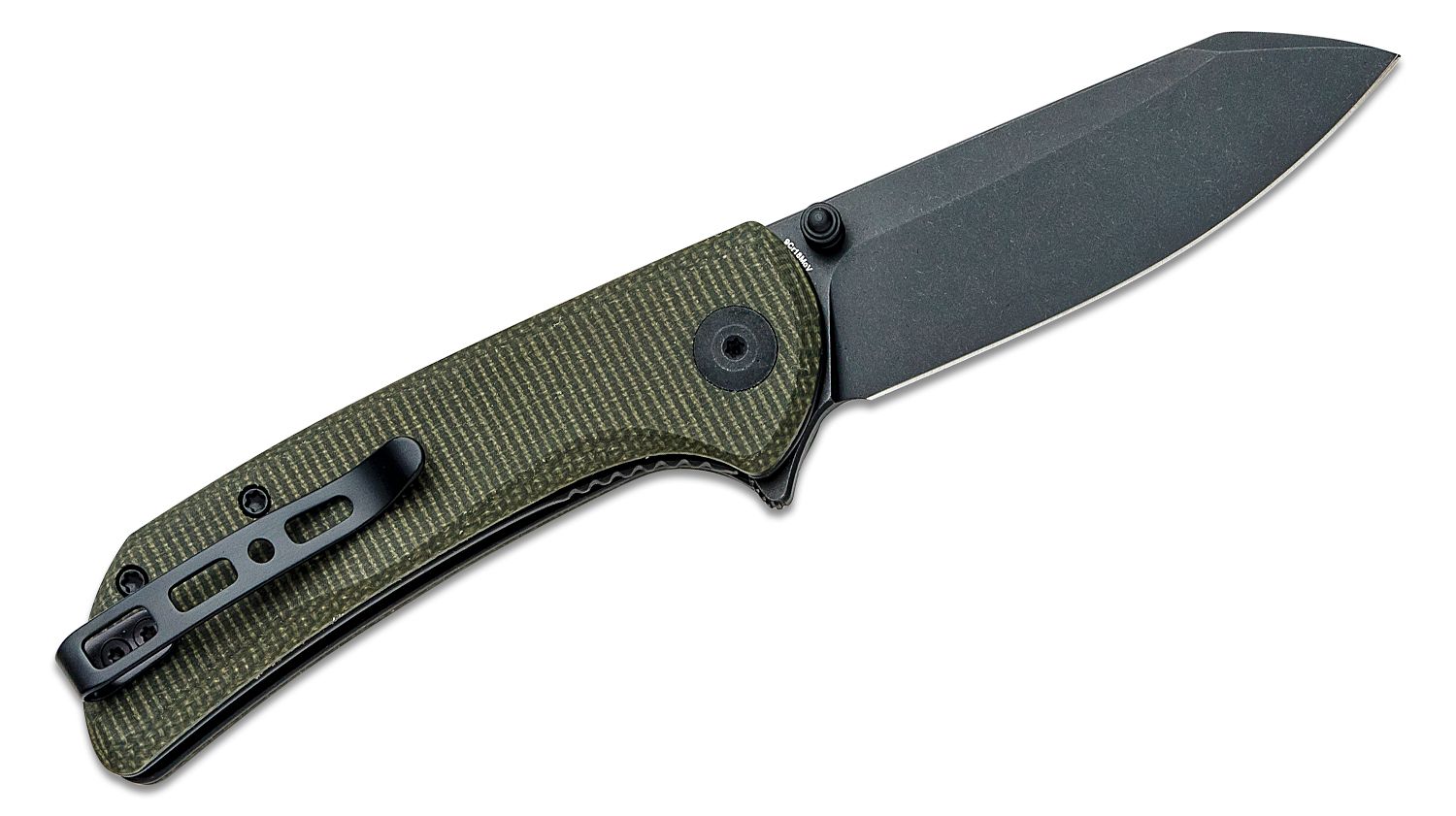 SENCUT Fritch Flipper Knife - Green Canvas Micarta #S22014-1