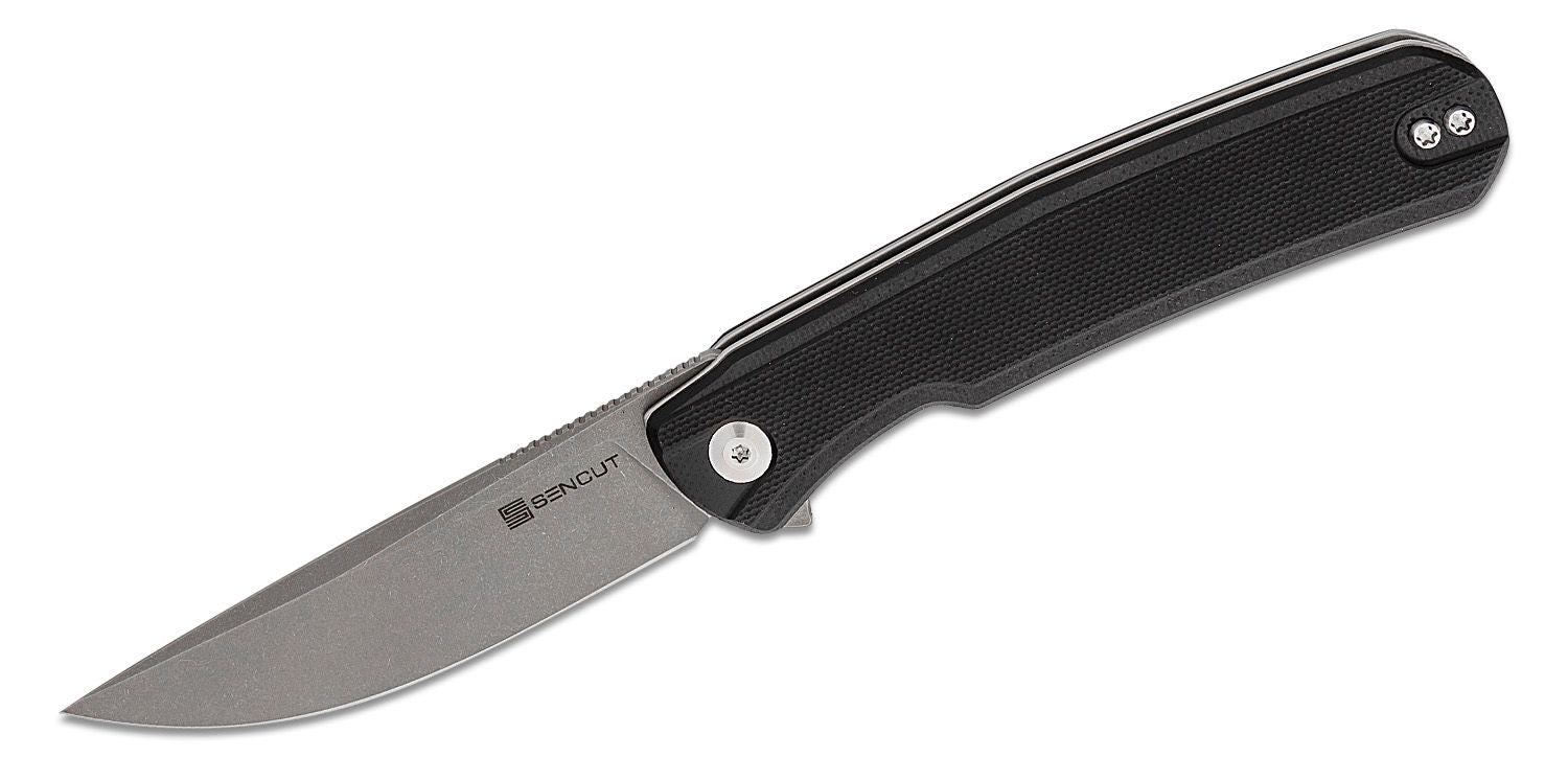 SENCUT Ostap Hel Scitus Flipper Knife - Black G10 #S21042-1