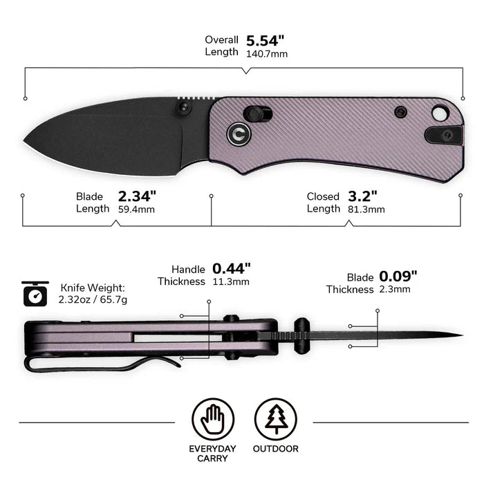 CIVIVI Baby Banter 2 Thumb Stud & Crossbar Lock Knife Aluminum Handle #C23074-2