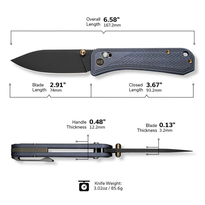 WEKNIFE Bougie Banter Thumb Stud & Crossbar Lock Knife Titanium Handle #WE24009-1