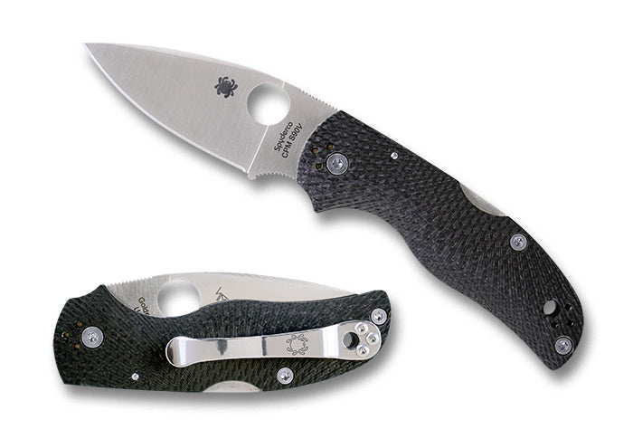 Spyderco Native 5 Folding Knife S90V Satin Plain Blade, Fluted Carbon Fiber Handles Lockback #C41CFFP5