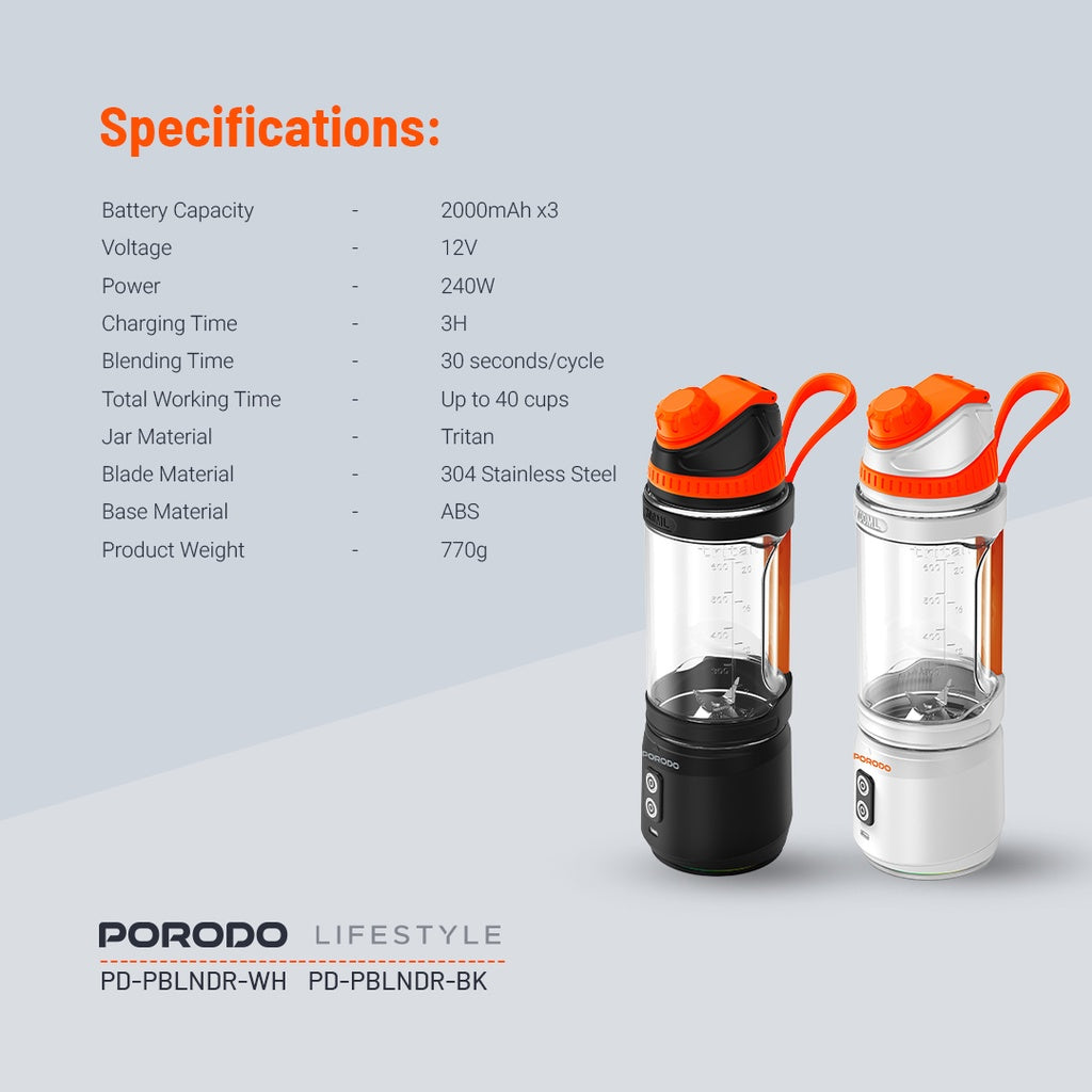 Porodo 240W 6 Blade Portable Blender 700Ml