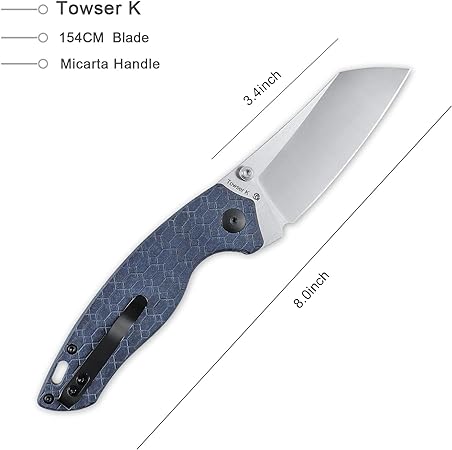 Kizer Azo Towser K Liner Lock Knife Blue Richlite #V4593C1