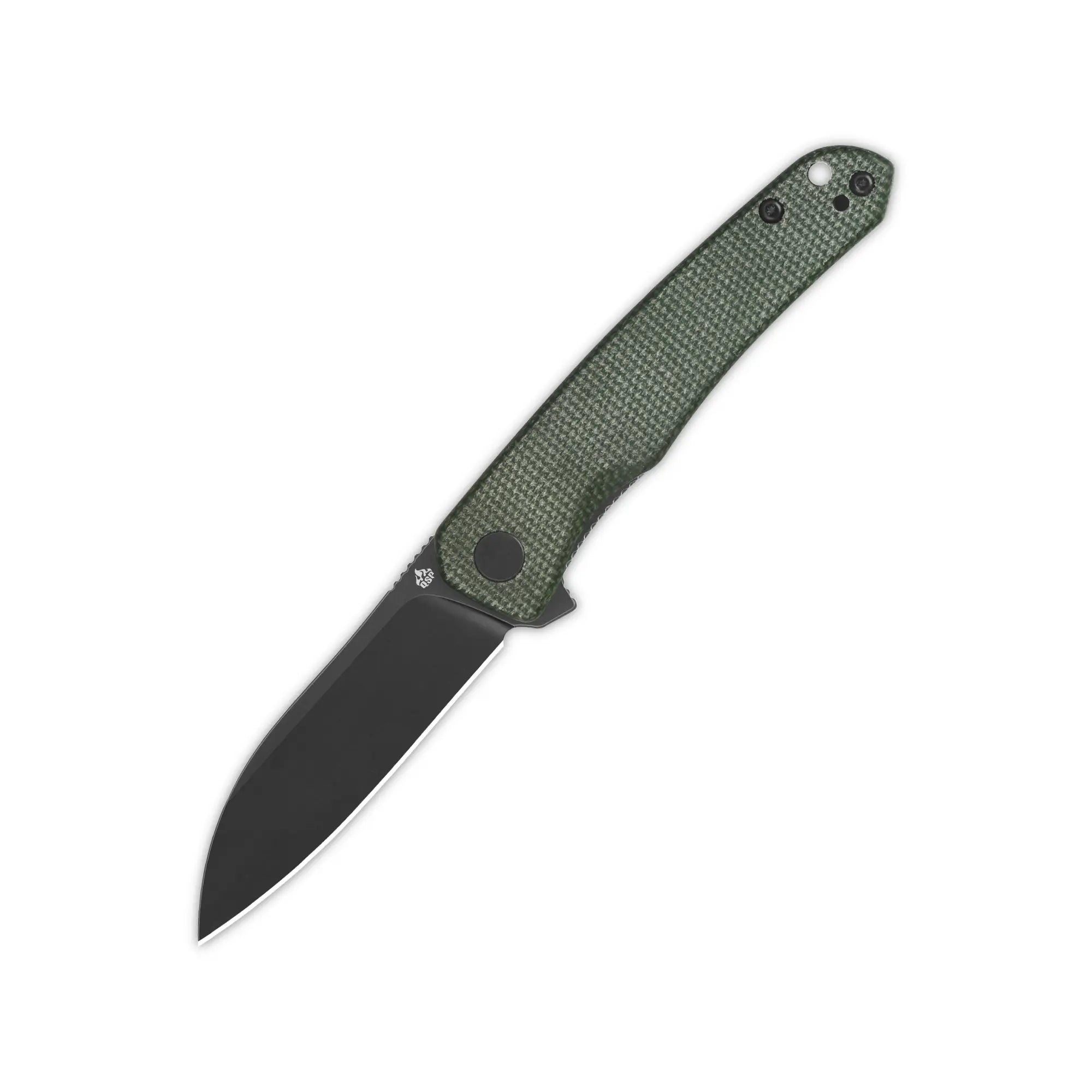 Otter Liner lock, 14C28N black, Green micarta #QS140-E2