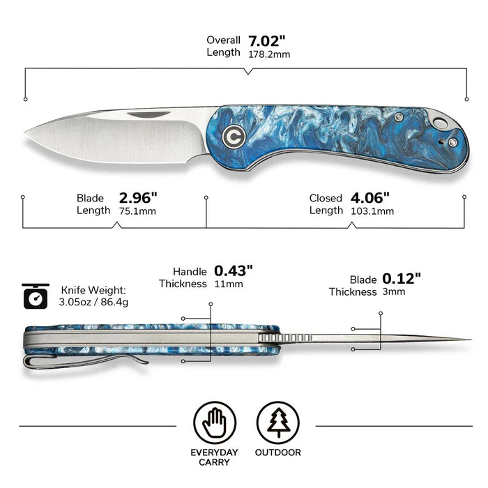 CIVIVI Elementum Slip Joint Knife Resin Handle #C18062AJ-4