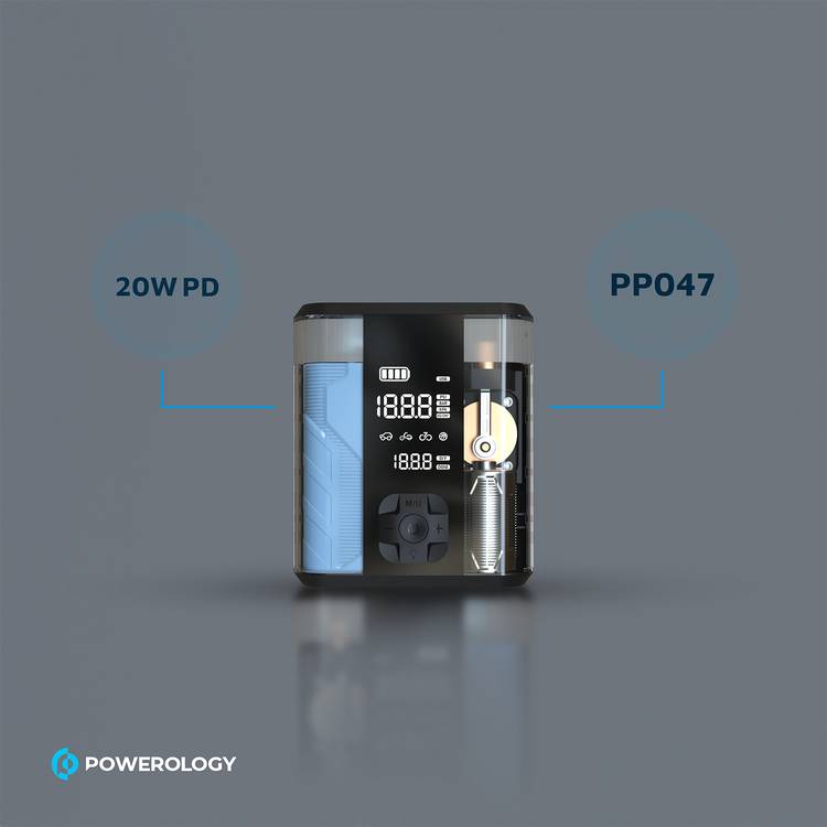 Powerology  8800mAh Multi Functional Jump Starter with Tire Inflator - Transparent
