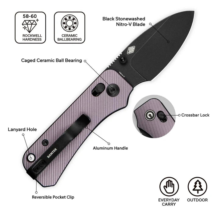 CIVIVI Baby Banter 2 Thumb Stud & Crossbar Lock Knife Aluminum Handle #C23074-2