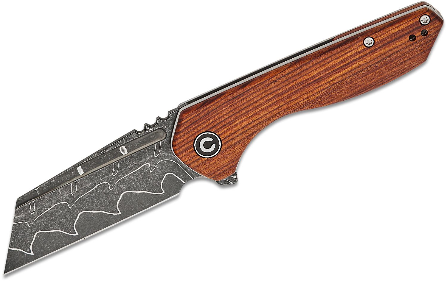 CIVIVI KNIVES EXONE DAMASCUS, GUIBOURTIA WOOD HANDLE #C23036-DS1