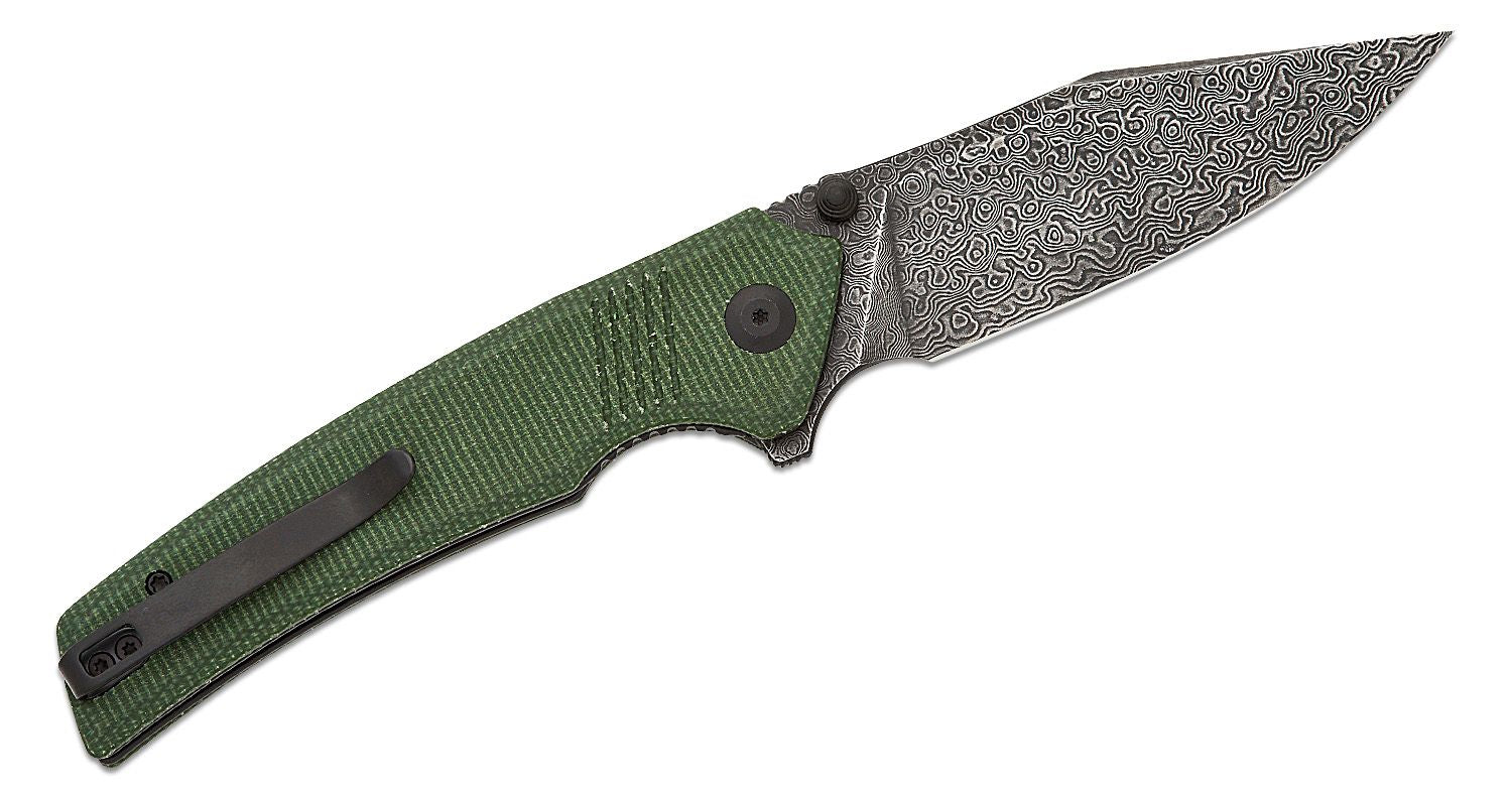 CIVIVI Damascus Tranquil Folding Knife - Green Canvas Micarta #C23027-DS1