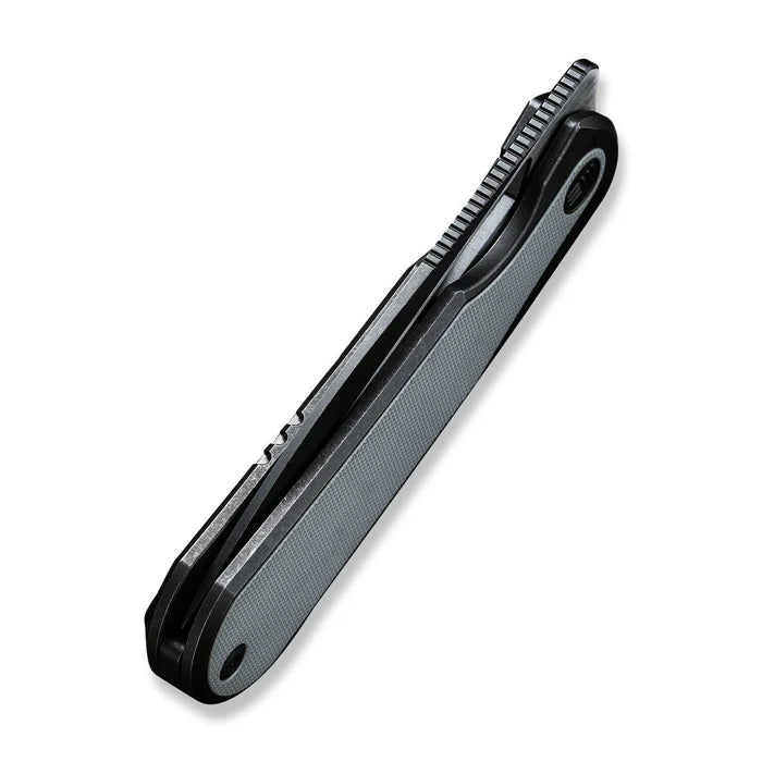 WEKNIFE Baloo Mystery Box Front Flipper & Thumb Hole Knife Black Titanium Handle With Gray G10 Inlay #WE21033-1 MB