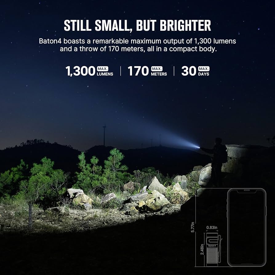 Olight Baton 4 Premium Edition Powerful EDC Flashlight 1300 Lumens