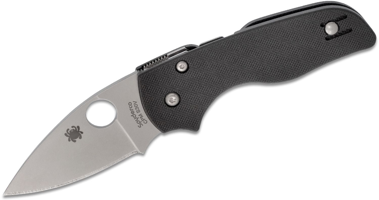 Spyderco Lil' Native CPM-S30V Satin Plain Blade, Black G10 Handles #C230GP