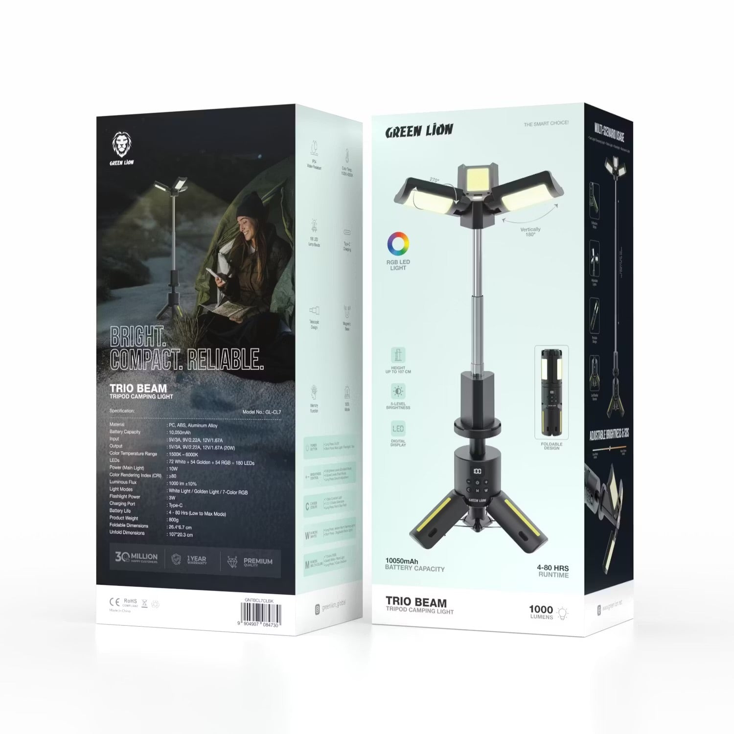 Green Lion Trio Beam Tripod Camping Light #GNTBCL7CLBK