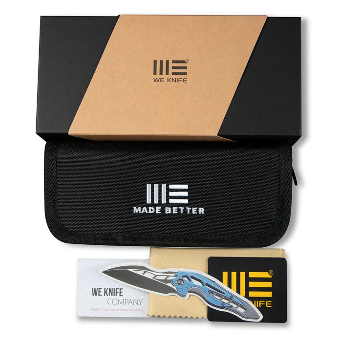 WEKNIFE Baloo Mystery Box Front Flipper & Thumb Hole Knife Black Titanium Handle With Gray G10 Inlay #WE21033-1 MB