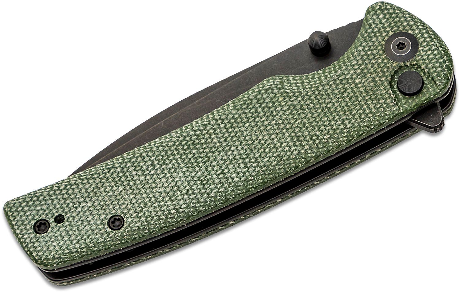 SENCUT Sachse Flipper Knife - Green Micarta #S21007-2