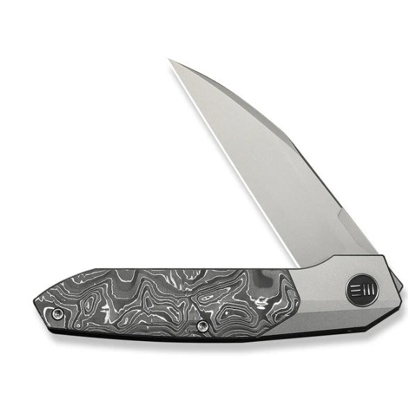 WEKNIFE Brr15 Flipper Knife Gray Titanium Handle With Aluminum Foil Carbon Fiber Inlay #WE24007-2