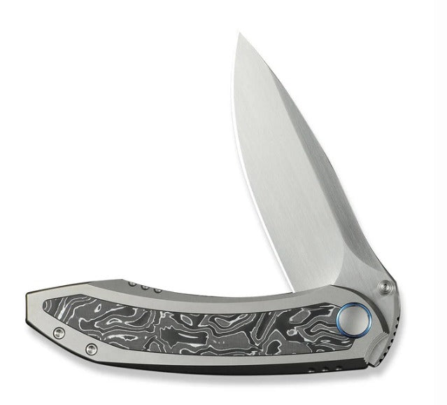 WEKNIFE Winsome Thumb Stud & Front Flipper Knife Titanium & Carbon Fiber Handle #WE23092-2