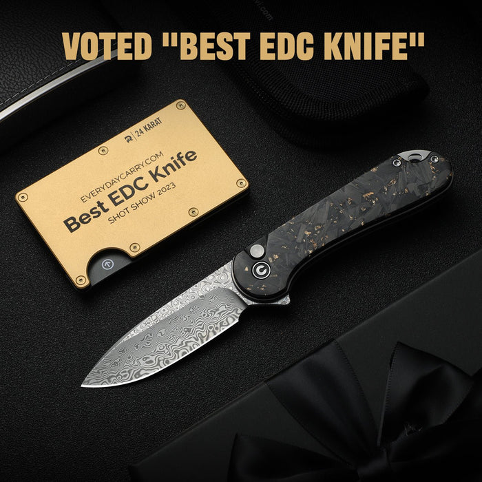CIVIVI Button Lock Elementum II Flipper Knife Carbon Fiber & Resin Handle #C18062P-10