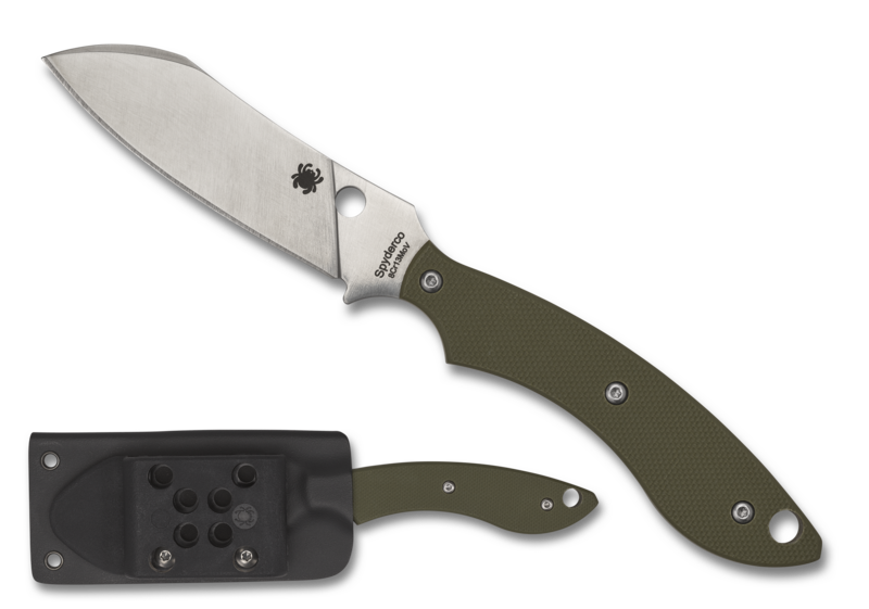 Spyderco Drop Point Fixed Blade Knife Satin Plain Blade, OD Green G10 Handles #FB50GPOD