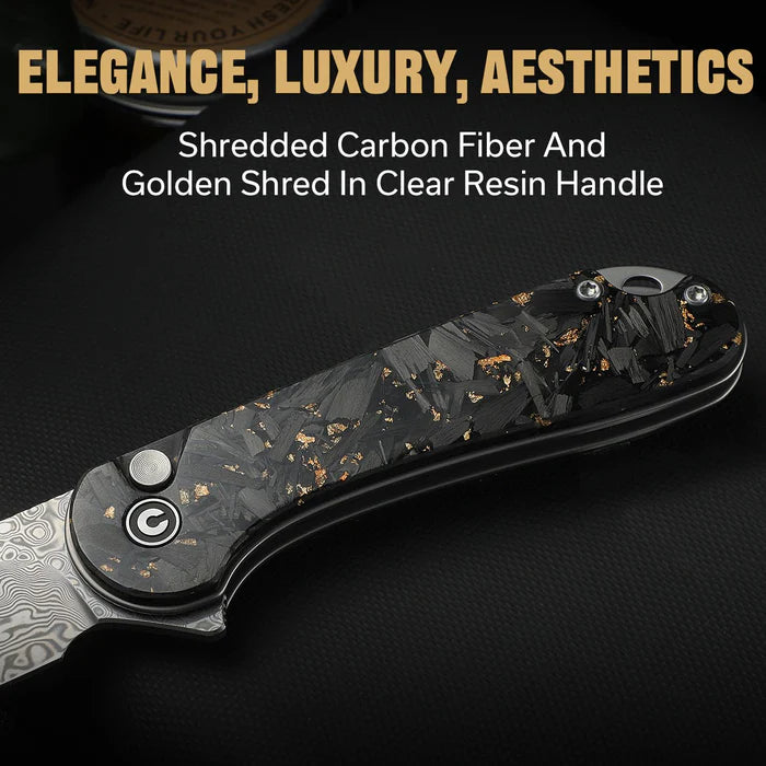 CIVIVI Button Lock Elementum II Flipper Knife Carbon Fiber & Resin Handle #C18062P-10