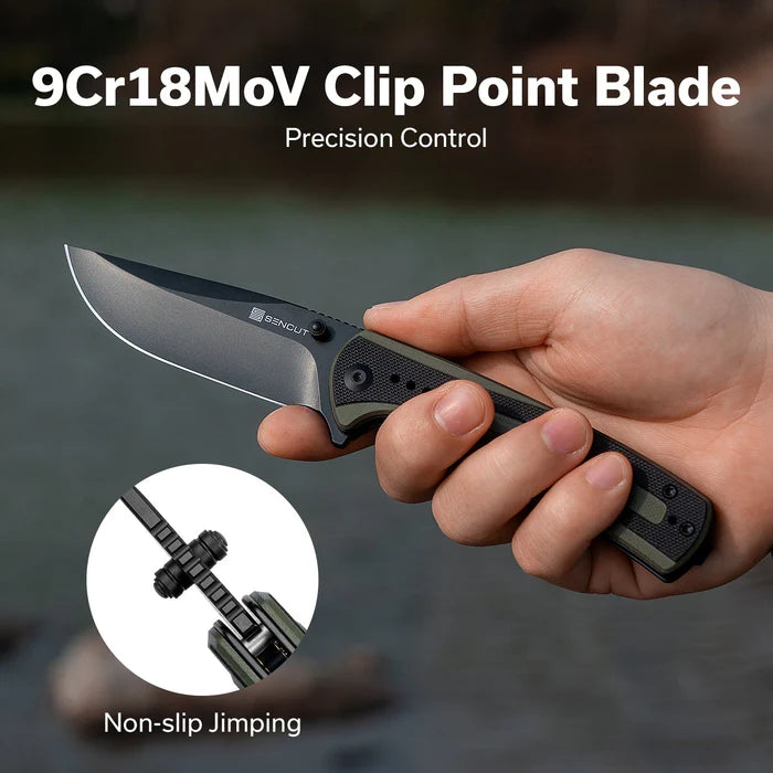 SENCUT Regnator Flipper & Thumb Stud Knife G10 Handle #S24057-2