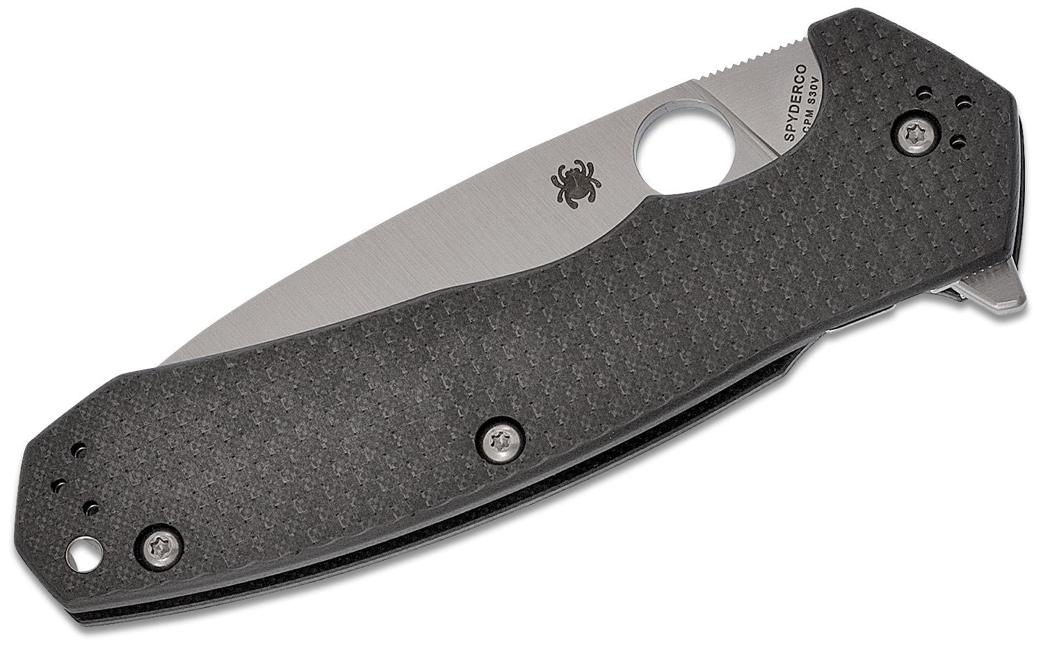 Spyderco Amalgam Flipper Knife S30V Satin Plain Blade, Carbon Fiber/G10 Laminate Handles #C234CFP