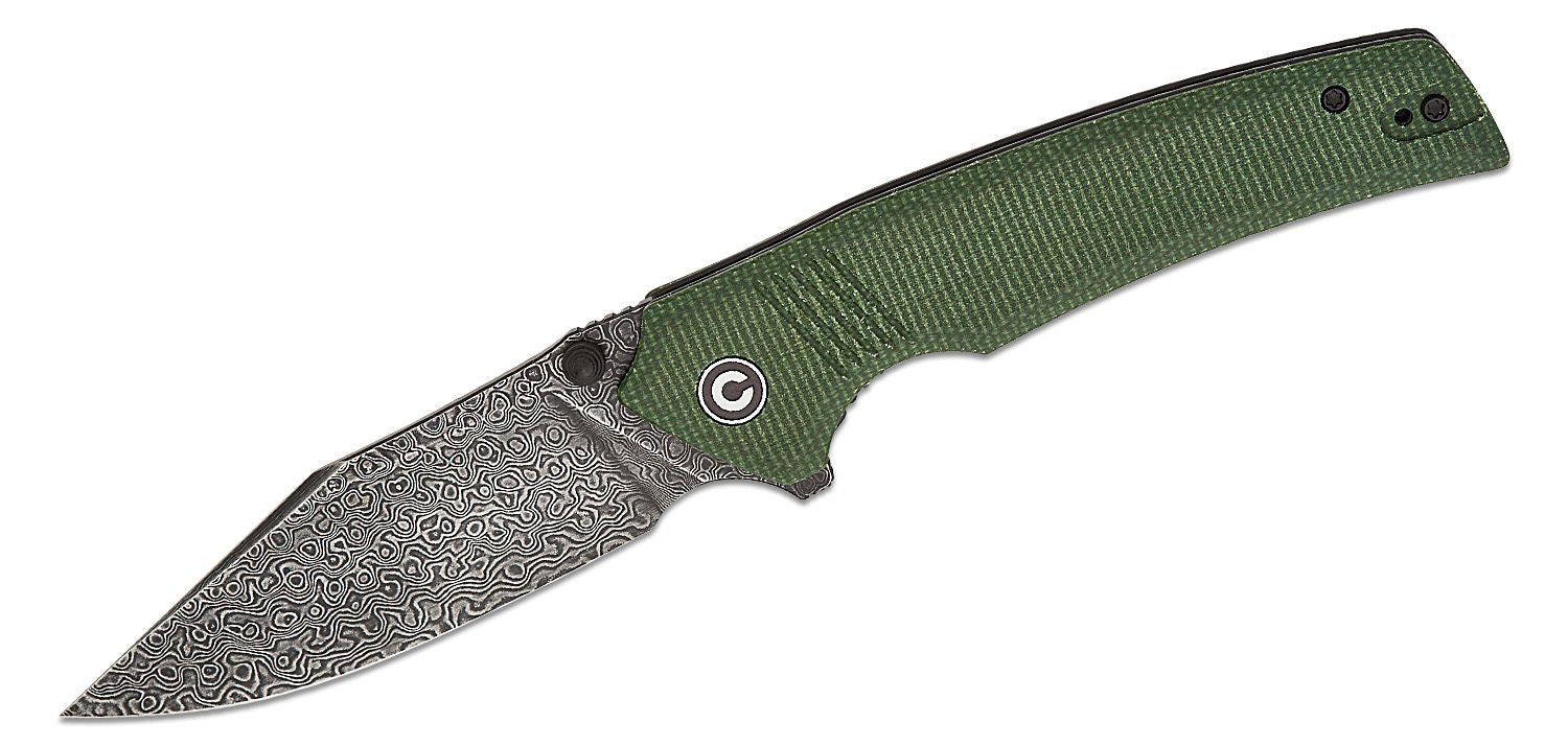 CIVIVI Damascus Tranquil Folding Knife - Green Canvas Micarta #C23027-DS1