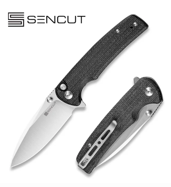 SENCUT Sachse Flipper & Button Lock & Thumb Stud Knife Micarta Handle #S21007-1