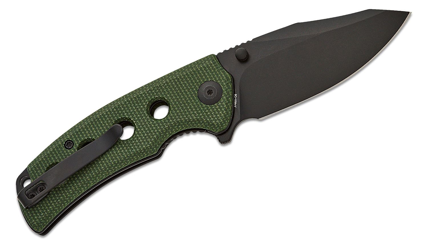 SENCUT Excalis Flipper Knife - Green Canvas Micarta #S23068-3