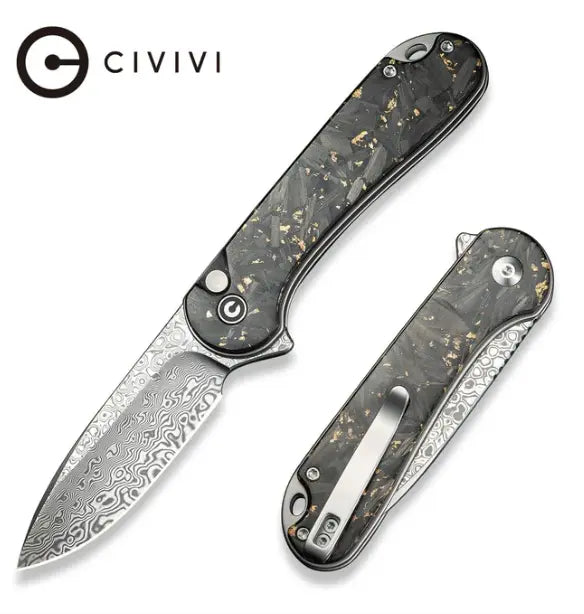 CIVIVI Button Lock Elementum II Flipper Knife Carbon Fiber & Resin Handle #C18062P-10