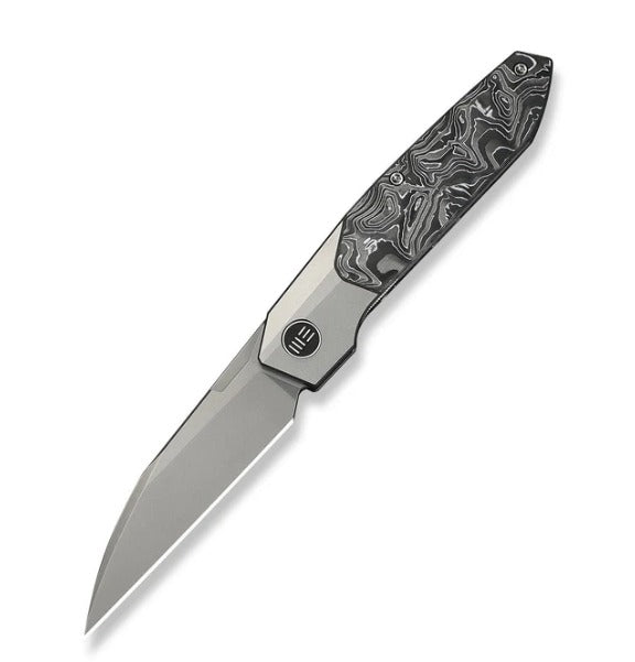 WEKNIFE Brr15 Flipper Knife Gray Titanium Handle With Aluminum Foil Carbon Fiber Inlay #WE24007-2