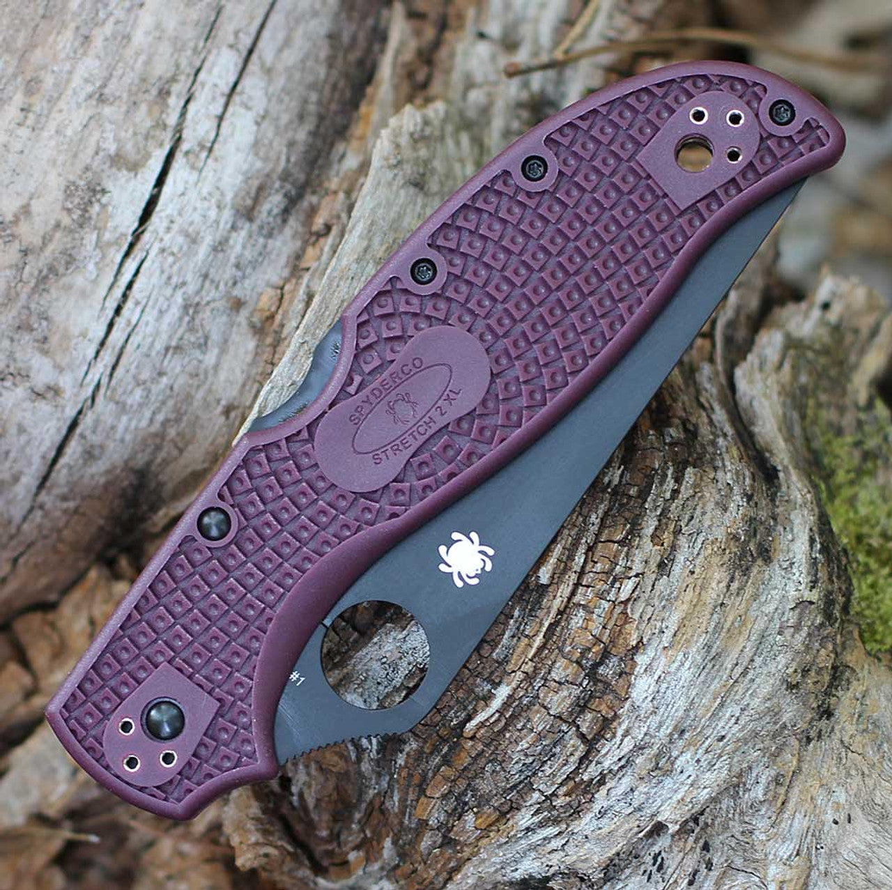 Spyderco Stretch 2 XL Lightweight Sprint Run Burgundy FRN Handles Lockback #C258BGBKP