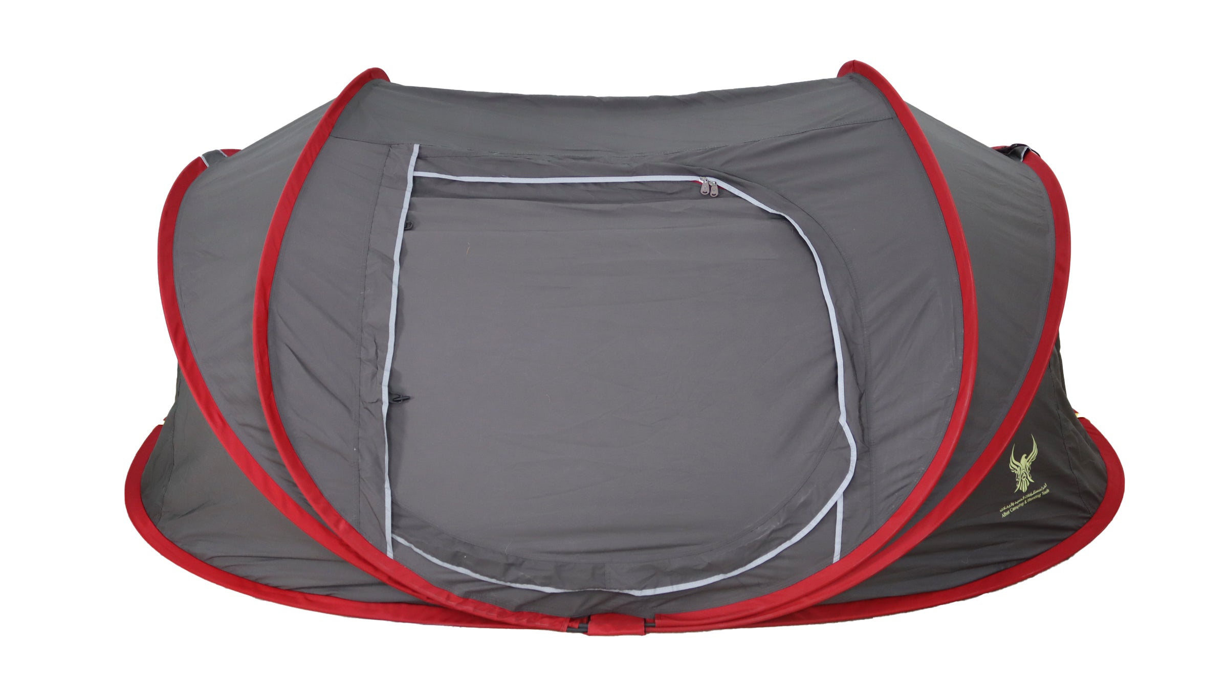 خيمة بني ياس لون رمادي مع احمر (شتوية) كبيرة 300*200*115 سم