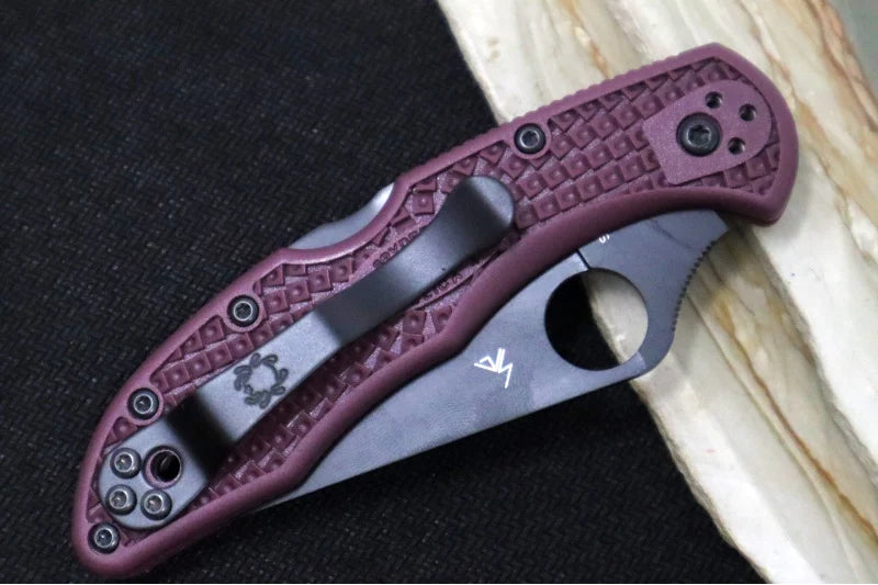 Spyderco Delica 4 Lightweight Sprint Run Burgundy FRN Handles, Lockback #C11BGBKP