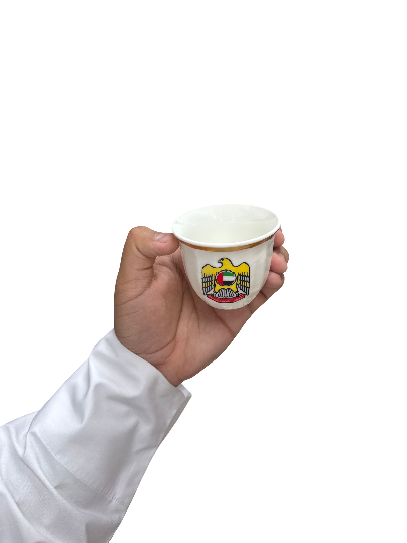 O-ACC150/UAE طقم فناجيل ابيض بشعار الدولة كبير  6 قطعة من اوميقا