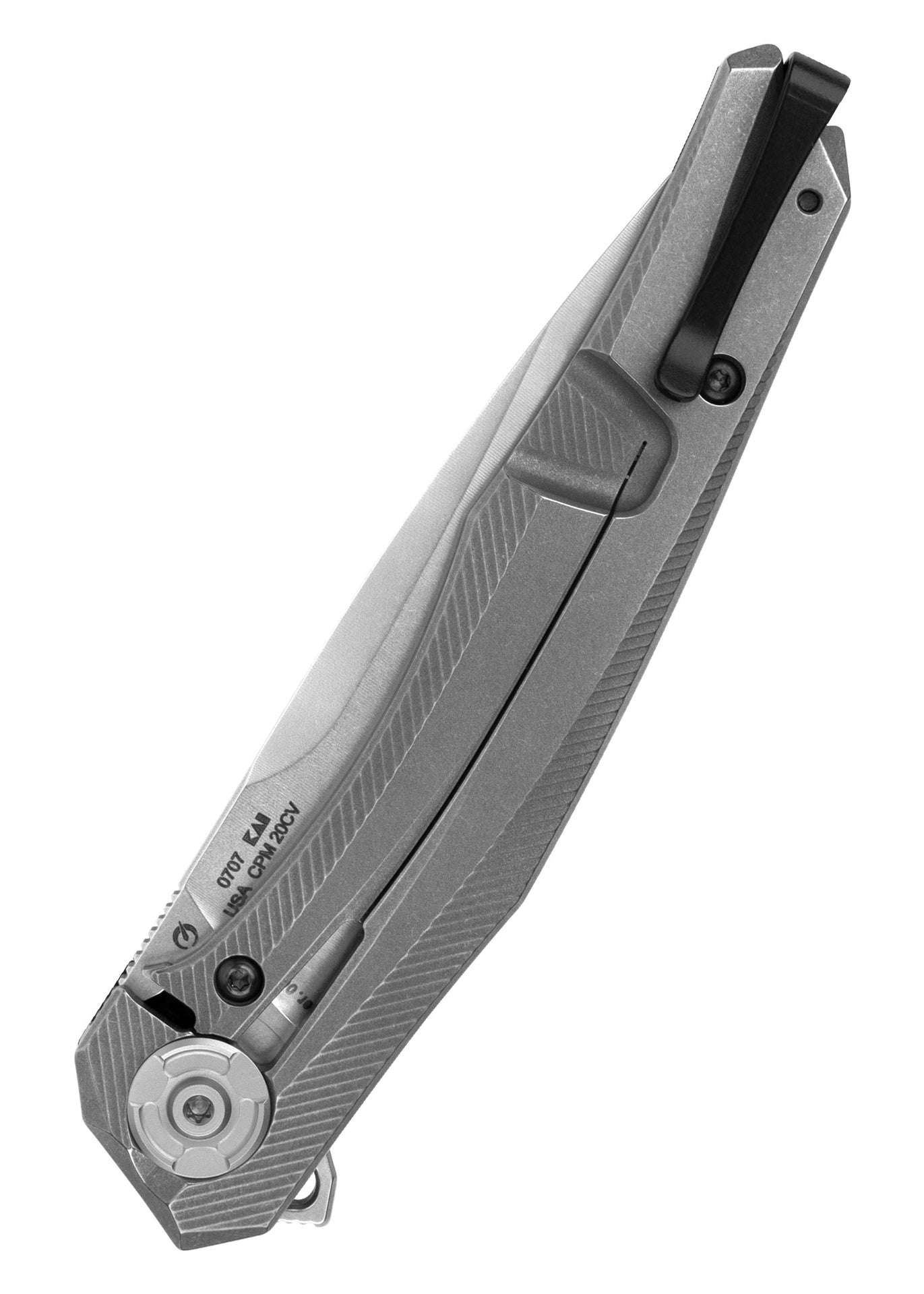 ZT Folding Knife CPM-20CV Drop Point Blade, 3D Machined CF and Titanium Handles #ZT0707