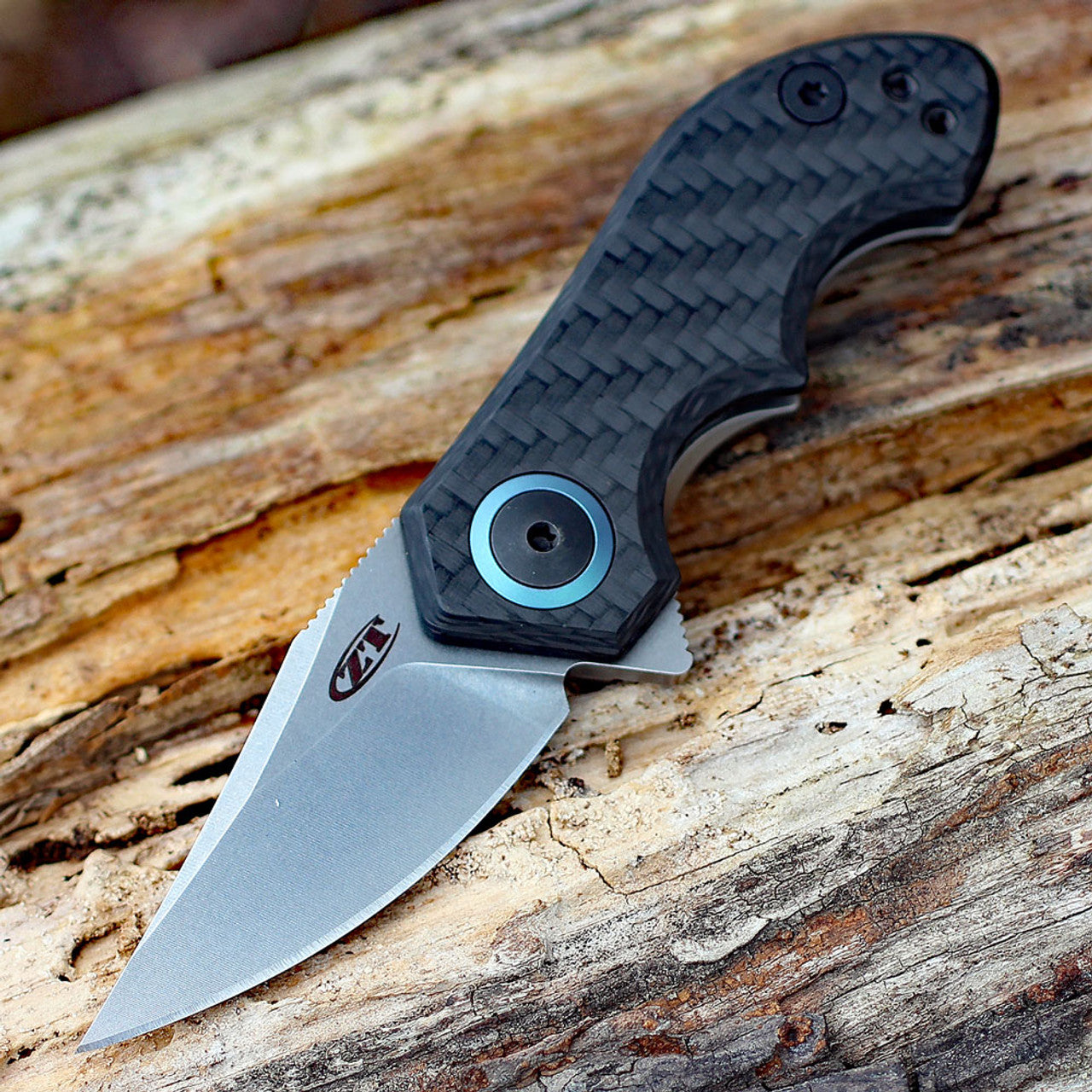 ZT Folding Knife With CF & Titanium Handle CPM-20CV #ZT0022