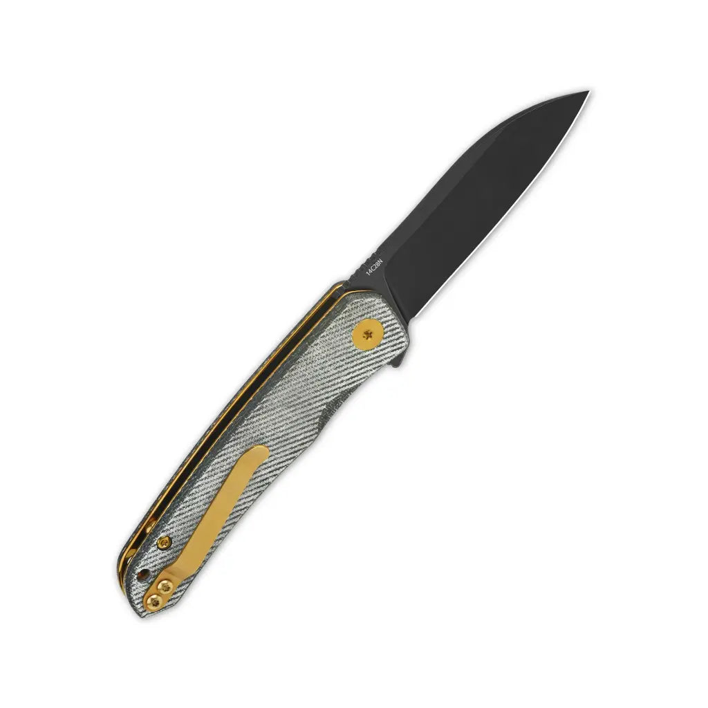 Otter Liner lock, 14C28N black, Denim micarta #QS140-F2