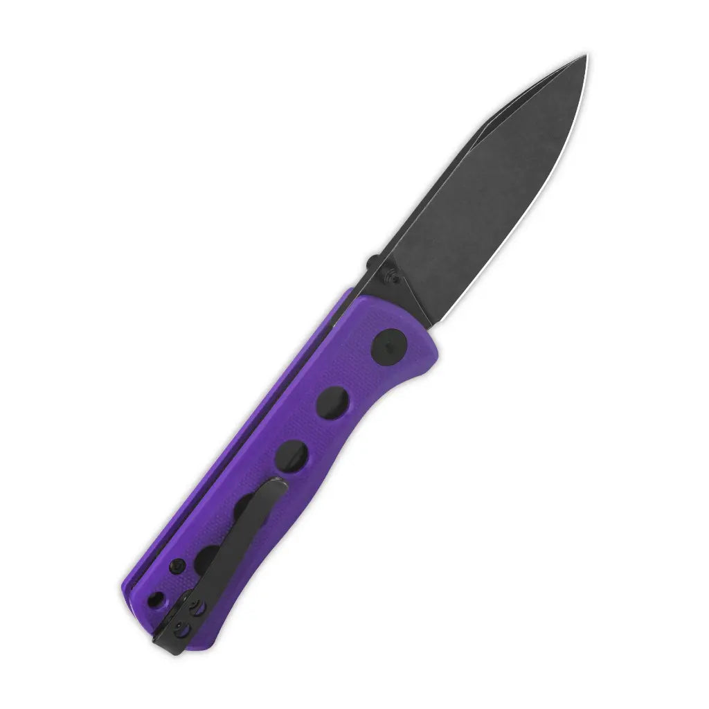 Canary folder Liner lock, 14C28N black stonewashed, Purple G10 #QS150-D2
