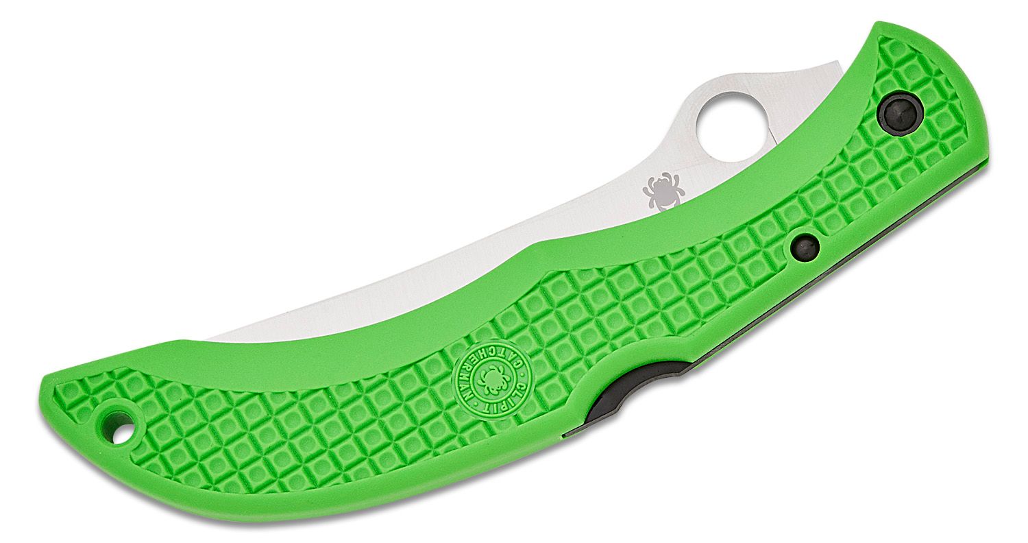 Spyderco Salt Catcherman Sprint Run LC200N Satin Combo Blade, Green FRN Handles #C17PSGR