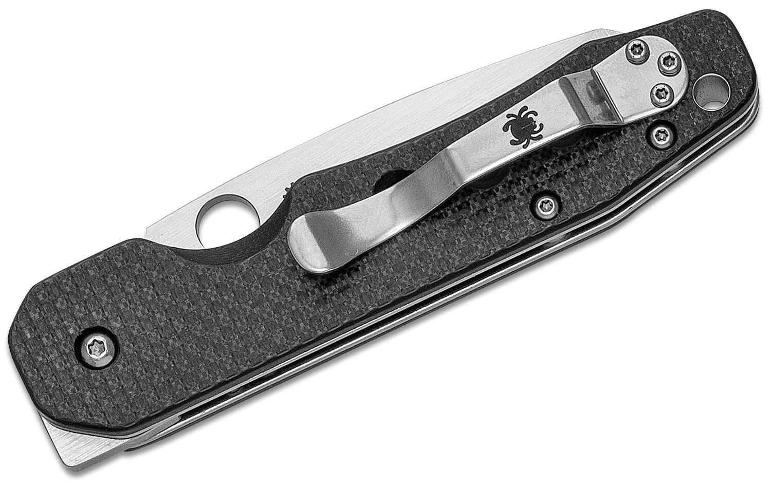 Spyderco Kevin Smock Folding S30V Satin Plain Blade Carbon Fiber/G10 Laminate Handles Compression Lock #C240CFP