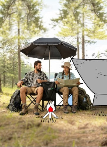 PORODO LIFESTYLE 2-1 CAMPING CHAIR WITH UMBRELLA