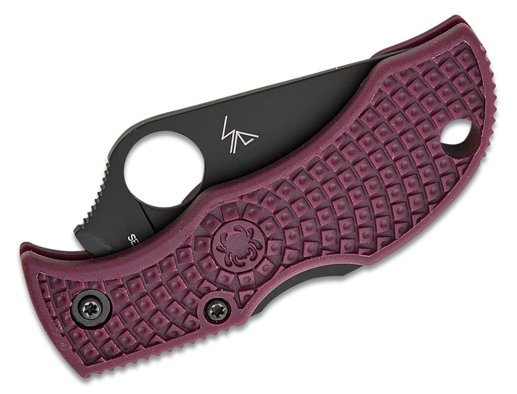 Spyderco Manbug Sprint Run Folding Knife CTS-PD#1 Black Plain Blade, Burgundy FRN Handles, Lockback #MBBGBKP