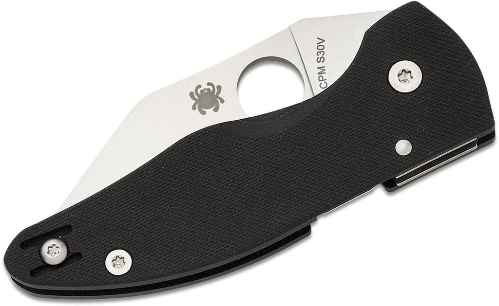 Spyderco MicroJimbo Folding Knife S30V Satin Plain Blade, Black G10 Handles Compression Lock #C264GP