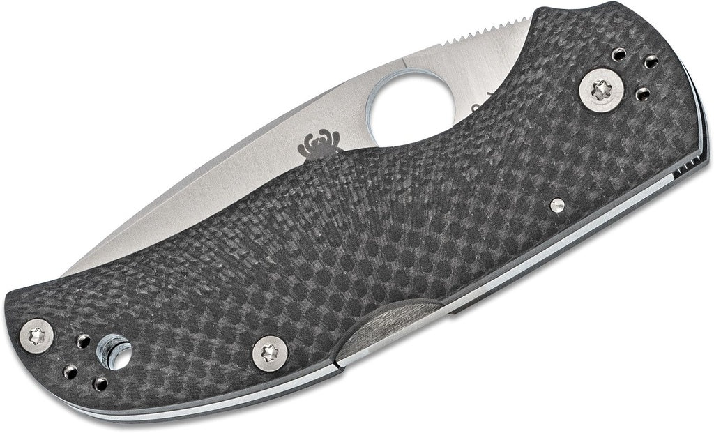 Spyderco Native 5 Folding Knife S90V Satin Plain Blade, Fluted Carbon Fiber Handles Lockback #C41CFFP5