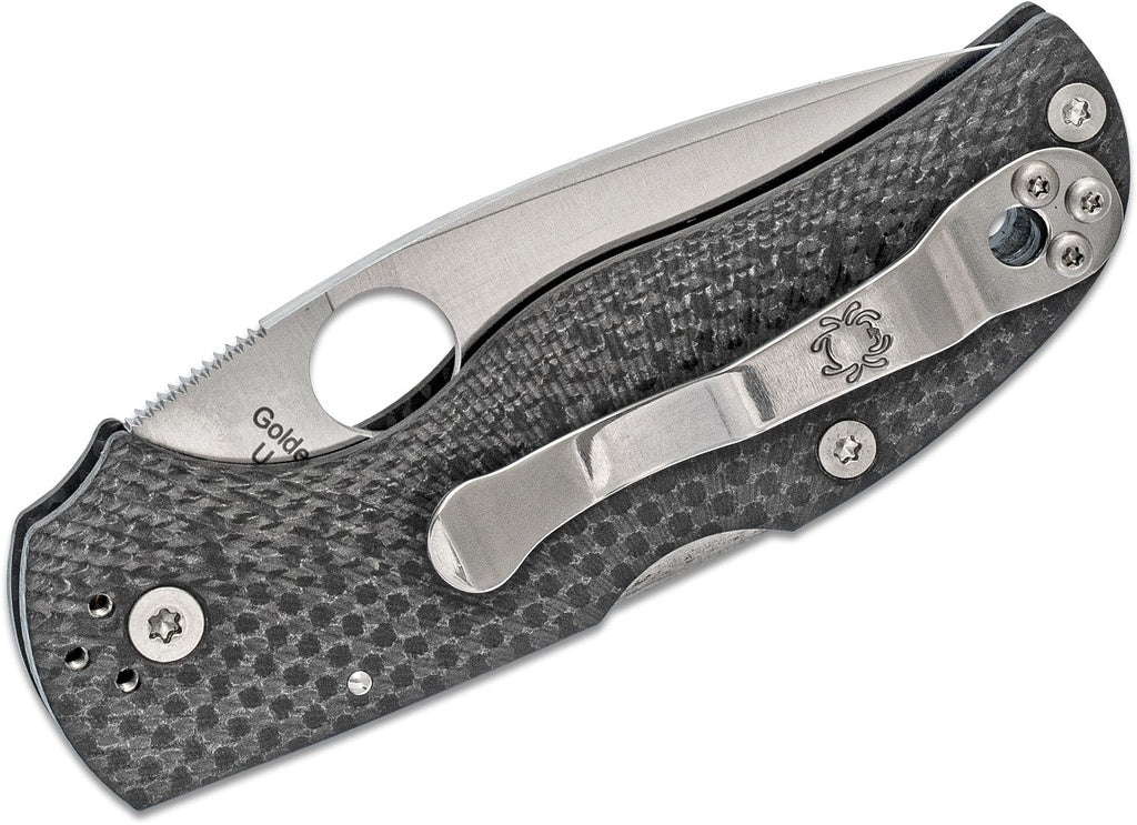 Spyderco Native 5 Folding Knife S90V Satin Plain Blade, Fluted Carbon Fiber Handles Lockback #C41CFFP5