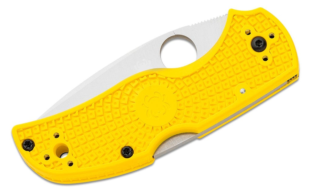 Spyderco Native 5 Salt Folding Knife CPM-MagnaCut Satin Plain Blade, Yellow FRN Handles Lockback #C41PYL5