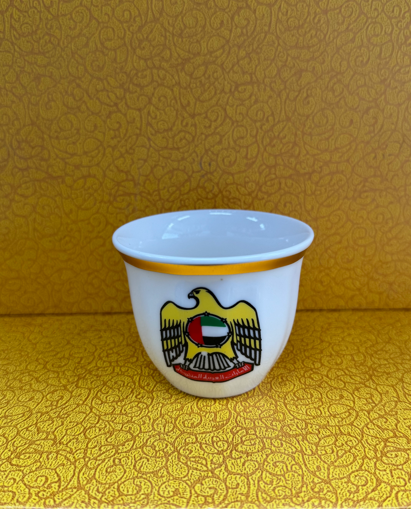 O-ACC150/UAE طقم فناجيل ابيض بشعار الدولة كبير  6 قطعة من اوميقا