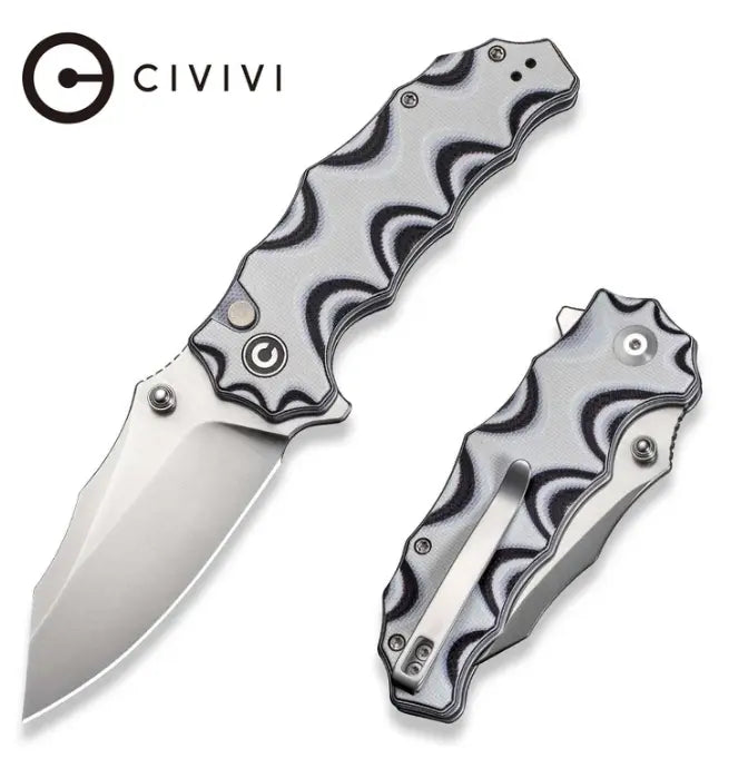 CIVIVI Natterjack Flipper & Thumb Stud & Button Lock Knife G10 Handle #C24028-3