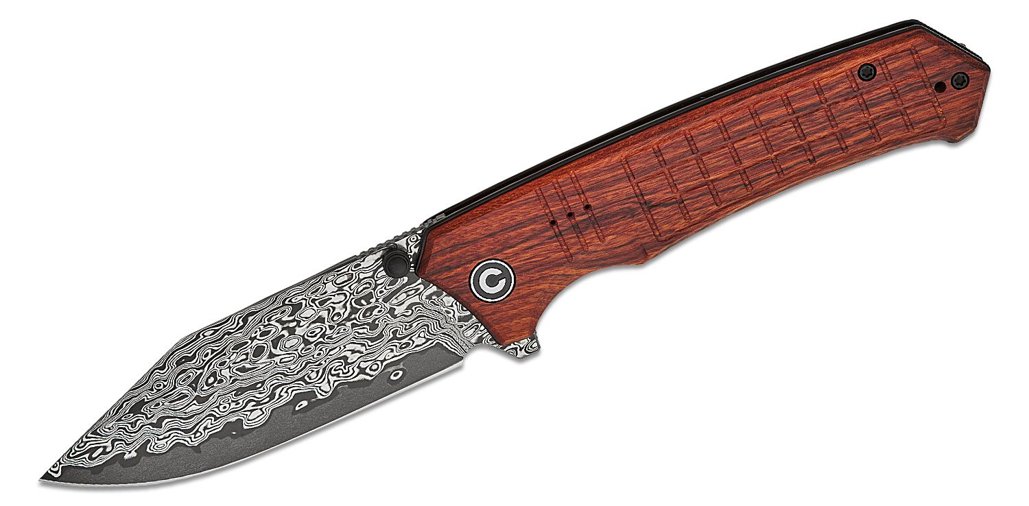 CIVIVI Damascus Tacticorix Folding Knife - Guibourtia Wood #C23055-DS1